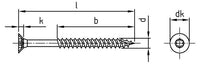 Surub lemn dulgherie OSB autoforant cap inecat filet partial patrat Quadra-Speed - 5,0 x 60/40 TX 25 - 200 buc.