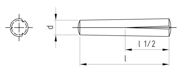 DIN 1472 - Stift cilindric cu nervura conica partiala - 1,5 x 6 mm - 500 buc. - Admira Distribution