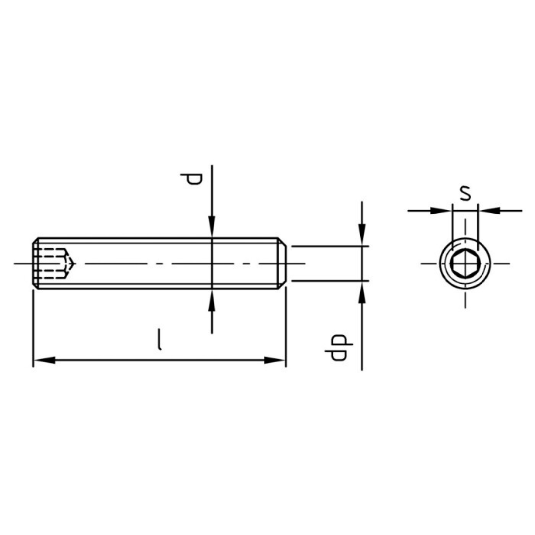 DIN 913 / ISO 4026 - Stift filetat cu locas hexagonal imbus varf plat - M 2 x 12 mm - 500 buc. - Admira Distribution