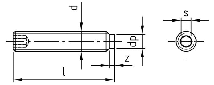 DIN 915 / ISO 4028 - Stift filetat cu locas hexagonal varf cilindric - M 2 x 5 mm - 500 buc. - Admira Distribution