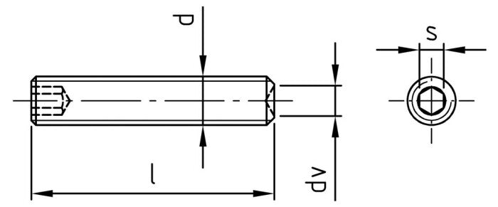 DIN 916 / ISO 4029 - Stift filetat cu locas hexagonal varf concav - M 10 x 10 mm - 200 buc. - Admira Distribution