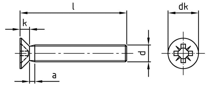 DIN 965 - Surub cap inecat cruce - M4 x 90 mm - 200 buc.