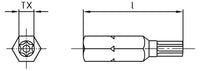 Bit siguranta pentru surub cap stea - 1/4" x 25 TX - PIN 15 mm
