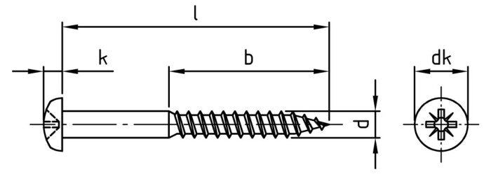 DIN 7996 - Surub lemn dulgherie cap bombat cruce filet partial - 3,0 x 25 Z mm - 200 buc.