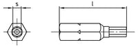 Bit siguranta pentru surub imbus hexagonal - 1/4" x 25 A/F- PIN 8 mm
