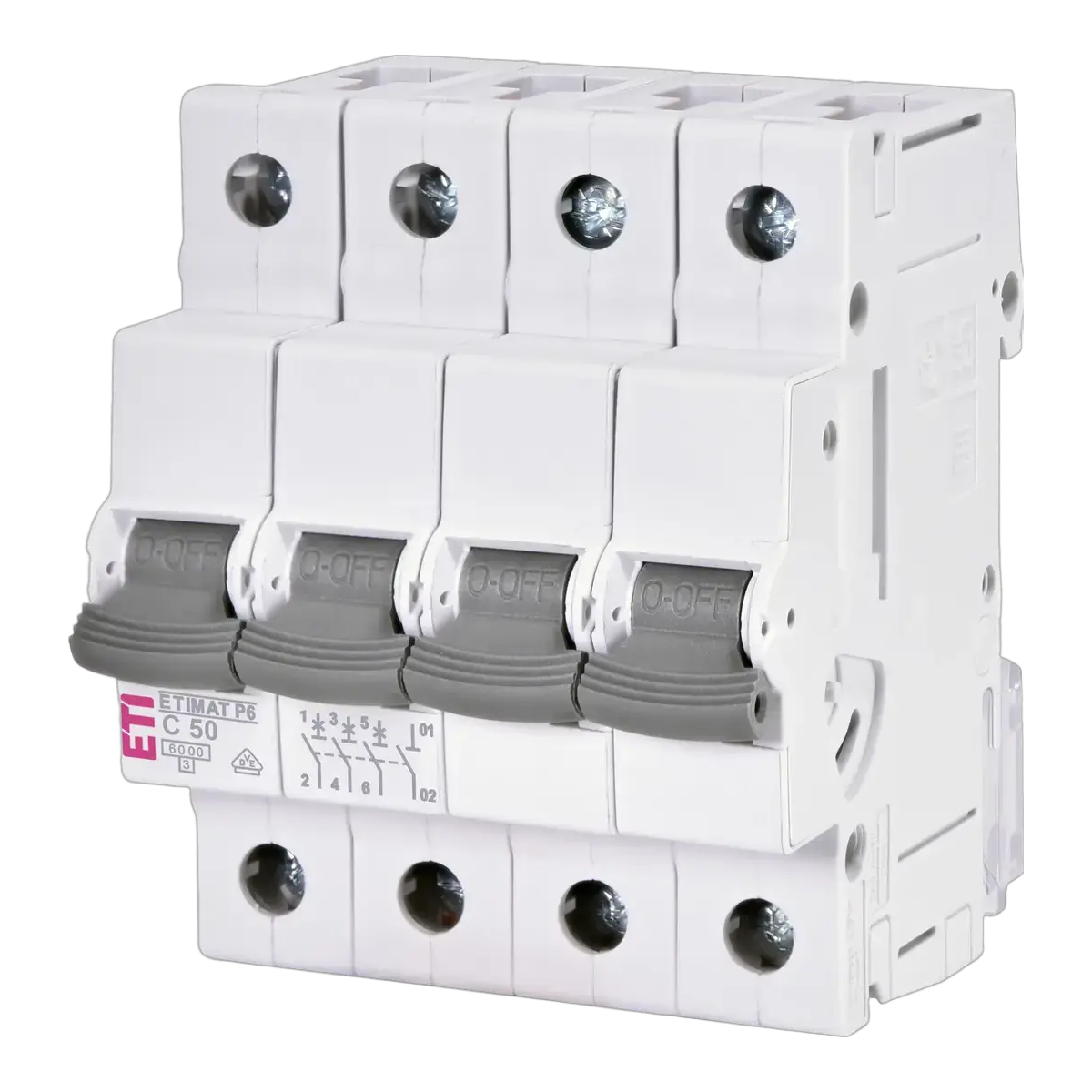 Întrerupător automat ETIMAT P6 3p+N C50, 50 A, curba C, 6 kA, 415V AC