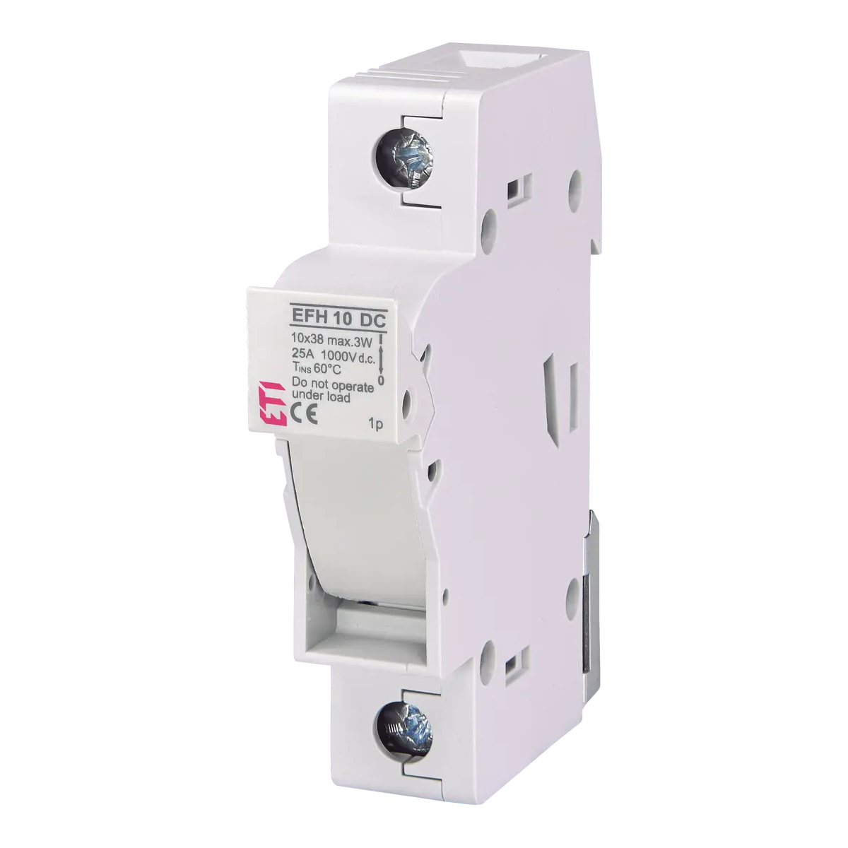 Portfuzibil ETI EFH 10 DC 1p, pentru siguranțe gPV 10x38, 25A, 1000V DC, șină DIN