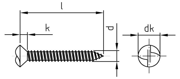 Surub siguranta cap inecat cu filetare unidirectionala - C 4,2 x 13 mm - 100 buc.
