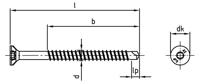 Surub lemn dulgherie OSB autoforant cap inecat Super-Drill - 4,5 x 55/36 TX 20 - 200 buc.