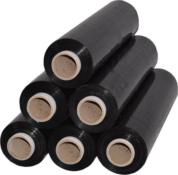 6x Folie stretch manuala neagra 1.4 kg, 50 cm, 23 microni