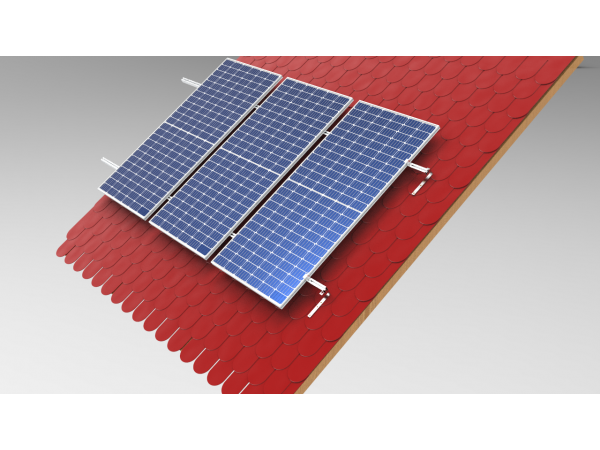 Carlig suport panouri fotovoltaice pentru acoperis sindrila bituminoasa, otel inoxidabil AISI430