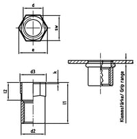 Nit cap semi - hexagonal deschis - M 10 x 20,5 mm - 250 buc. - Admira Distribution