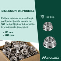 100x Piuliță autoblocantă hexagonală cu flansă DIN6923