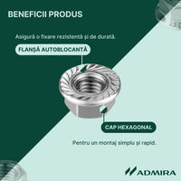 100x Piuliță autoblocantă hexagonală cu flansă DIN6923