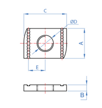 100x Piulita dreptunghiulara din otel zincat pentru profil aluminiu 41x41 sau 41x21