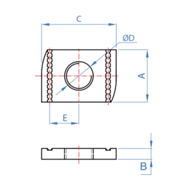 100x Piulita dreptunghiulara din otel zincat pentru profil aluminiu 41/41 sau 41/21