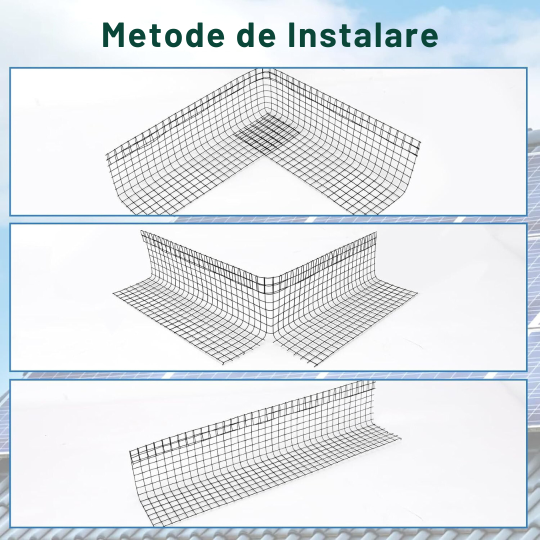 Plasa de protectie panouri fotovoltaice anti pasari, otel zincat 20cm L=30 m cu sistem de fixare inclus
