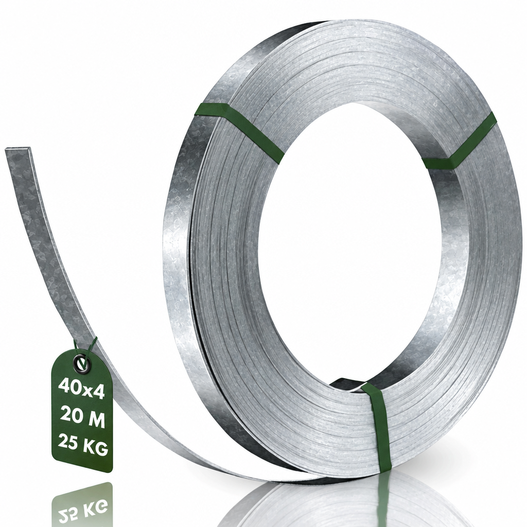 Platbanda zincata 40 x 4 mm, rola 25 kg / 20 m