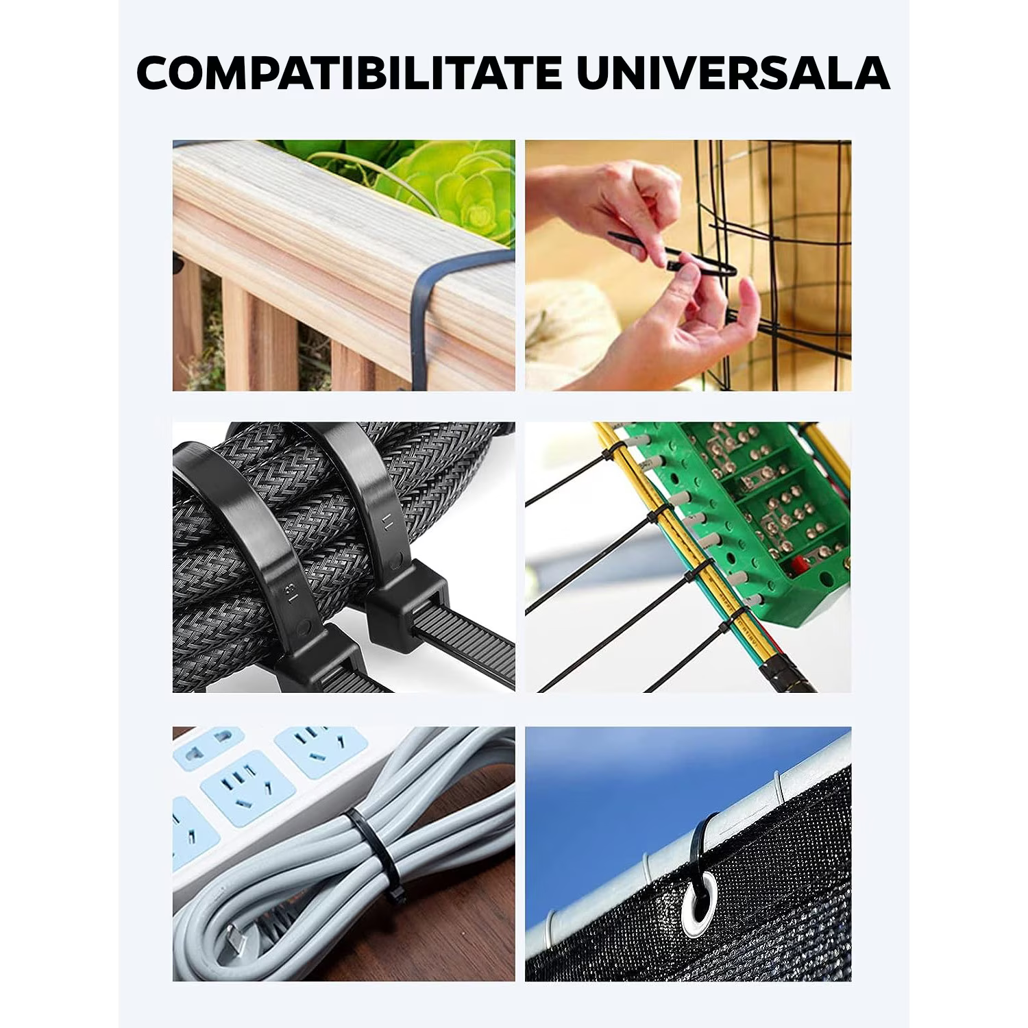 Set 100 Coliere Șoricei Fașete Bride plastic cu rezistență UV
