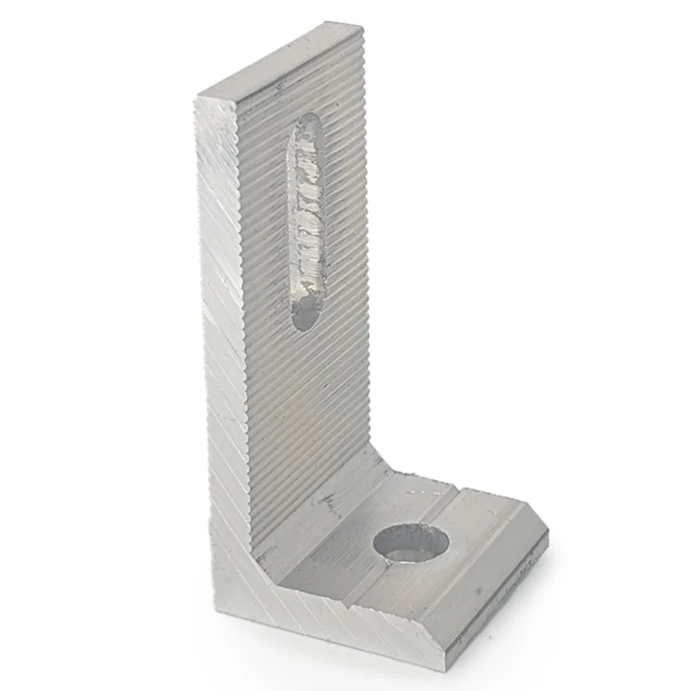 Adaptor tip "L" 40x80 mm cu set de fixare M8 și șurub autoforant cu EPDM, pentru profil C, aluminiu, montaj panouri solare fotovoltaice pe acoperiș din tablă
