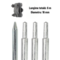 Set electrozi tarusi de impamantare 16x1500 mm + conector platbanda