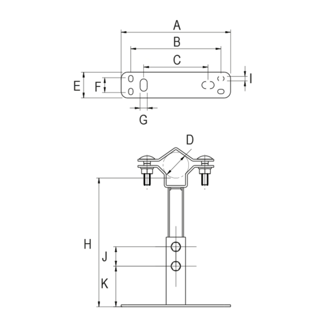 Suport catarg ajustabil pt. perete D:40-50mm, Otel Inoxidabil A2