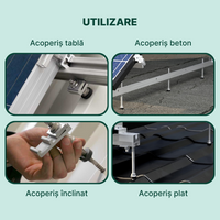 Șurub tip ancora hanger bolt cu filet dublu M10 pentru prindere panou solar fotovoltaic