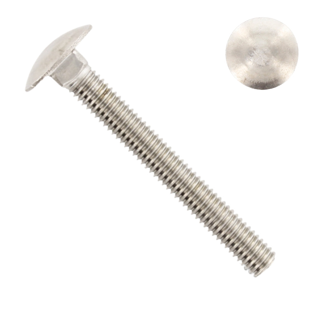 Surub torbant cap ciuperca plat M12 x 40 mm DIN 603 filet complet, otel inoxidabil A2 (304)