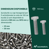 Șurub cap hexagonal DIN 933 filet complet