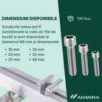 Surub cap cilindric imbus M8 M10 M12 DIN 912 ISO 4762