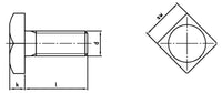 Surub cap patrat M10x25mm, SW17, otel inoxidabil A2 (304)-70, FI