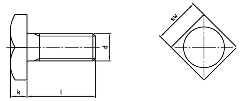 Surub cap patrat M10x25mm, SW17, otel inoxidabil A2 (304)-70, FI