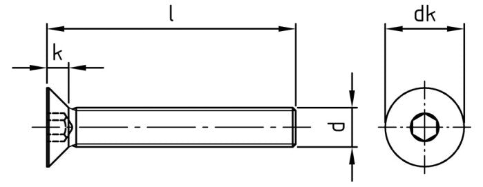 Surub cap înecat M6 x 8 mm DIN 7991 otel inoxidabil A2 (304)