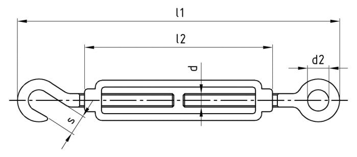 Surub de intindere cabluri / franghie carlig - ochi - M 12 mm - Admira Distribution