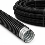 Tub gofrat copex metalic 21mm, flexibil, cu izolatie PVC, colac 50 m, protecție cabluri electrice