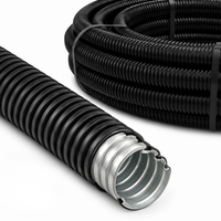 Tub gofrat copex metalic 21mm, flexibil, cu izolatie PVC, colac 50 m, protecție cabluri electrice